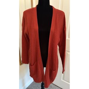 Ambiance Apparel Red Sweater Cardigan with Pockets Women's Large Academia